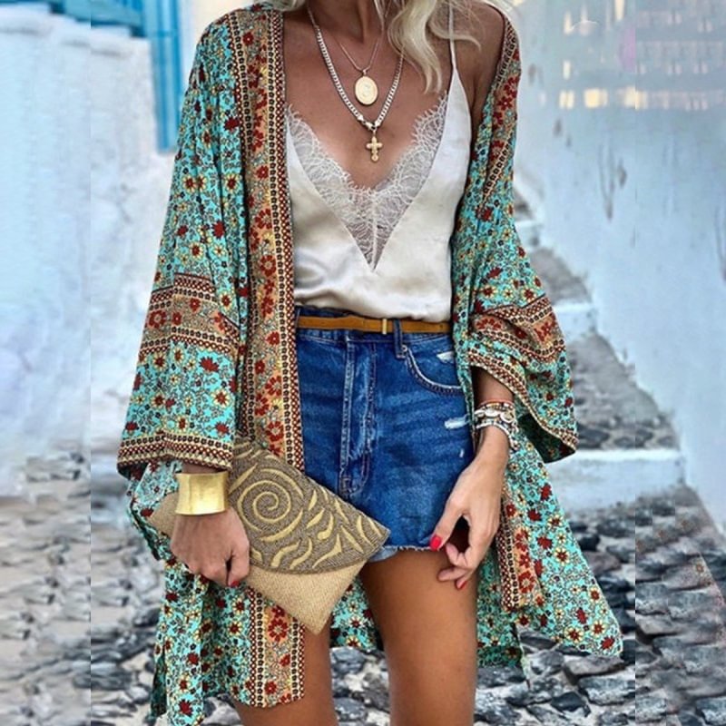 Leisure Vacation Style Long-sleeved Chiffon Duster