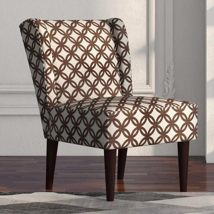 Bestier Armless Accent Chairs Slipper Chair, Comfy Wingback Corner Side Chair, Fabric Mid Century Modern Chair for Living Room Bedroom Office, Brown Plaid