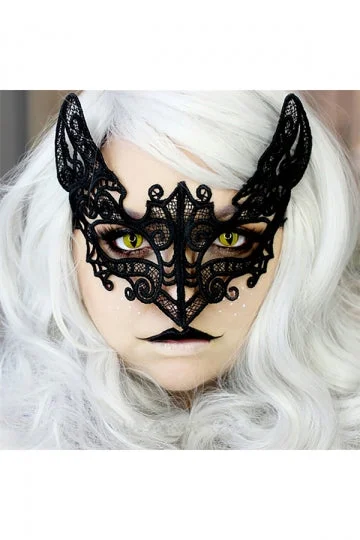 Sexy Lady Lace Eyes Half Face Cat Mask For Halloween Masquerade Party-elleschic