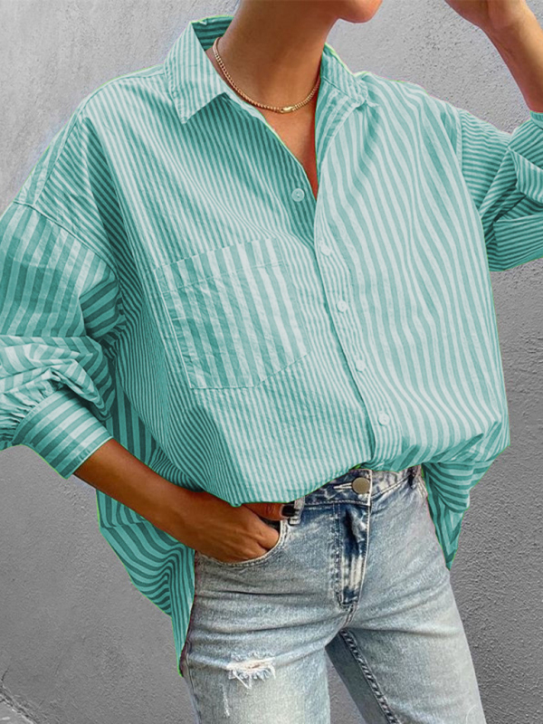 New women's simple fashionable shirt long sleeve striped shirt