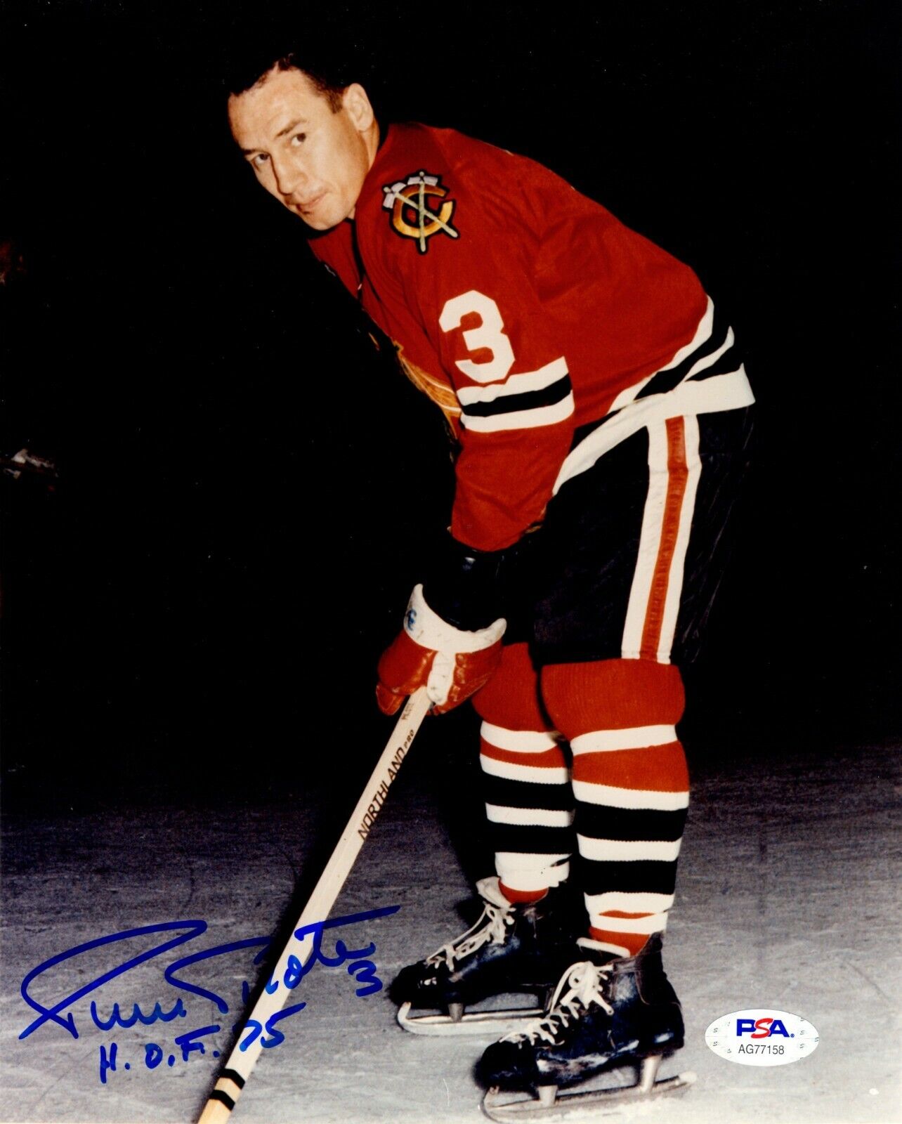 Pierre Pilote autographed signed 8x10 Photo Poster painting NHL Chicago Black Hawks PSA COA HOF