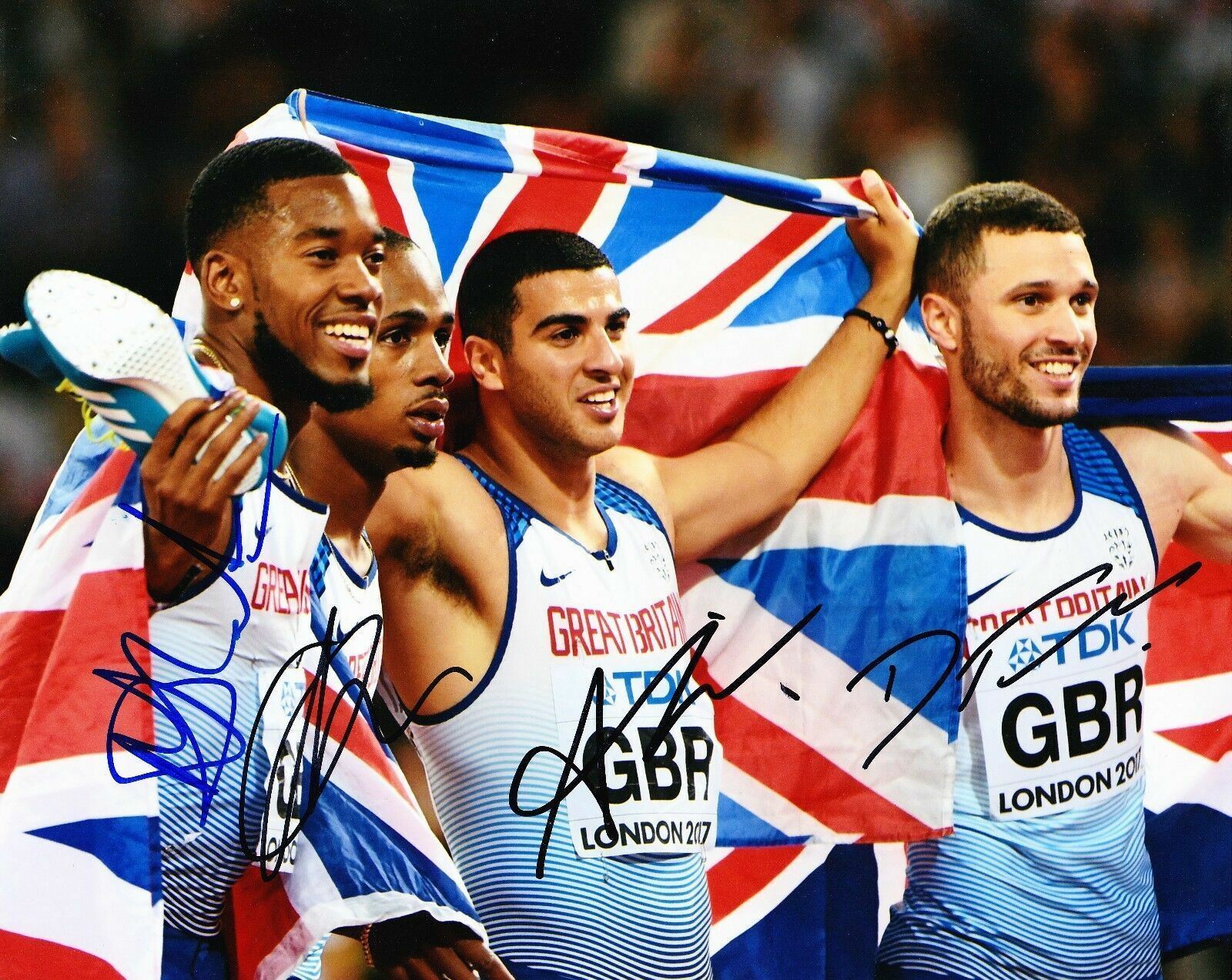 Ujah Gemili Talbot & Mitchell-Blake Signed 10X8 Photo Poster painting DISPLAY AFTAL COA (B)