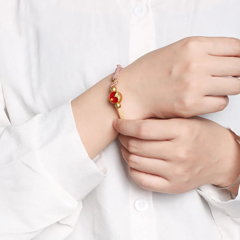 Mountain and Sea Engraved Luck Two-Color String Couple Bracelet