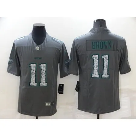 Men's Philadelphia Eagles #11 A. J. Brown Gray Fashion Static Limited Stitched Jersey