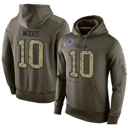 NFL Men's  Buffalo Bills #10 Robert Woods Stitched Green Olive Salute To Service KO Performance Hoodie