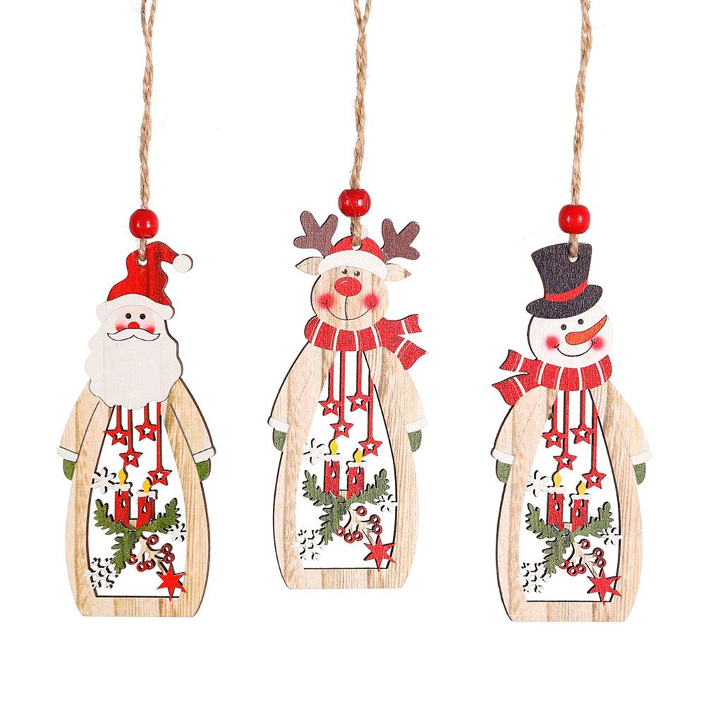 

Wooden Santa Claus Elk Hollow Candle Christmas Tree Pendent Xmas Ornaments, 501 Original
