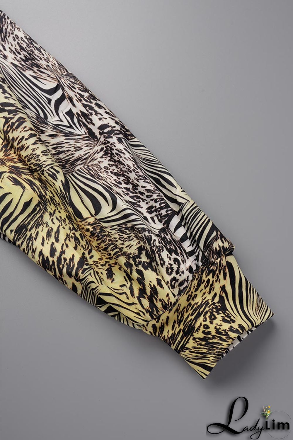 Green Casual Print Frenulum V Neck Long Sleeve Two Pieces