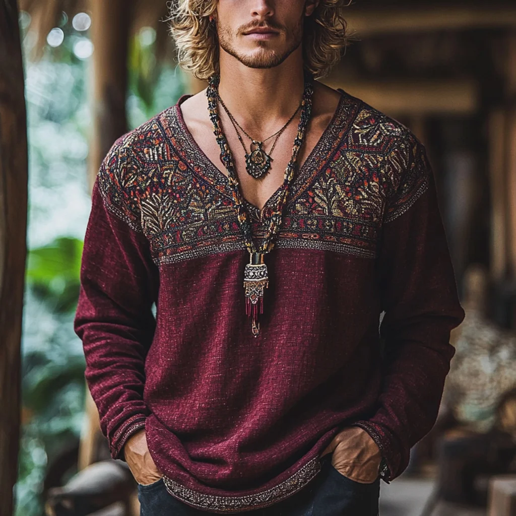 Men's Bohemian Linen Top-inspireuse