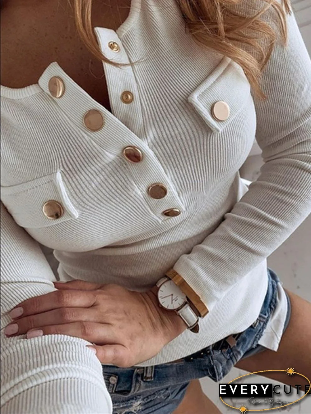 Autumn Women's Long Sleeved Casual Button T-shirt Plus Size Tops Ladies Slim Fit Pure Color Tops XS-5XL