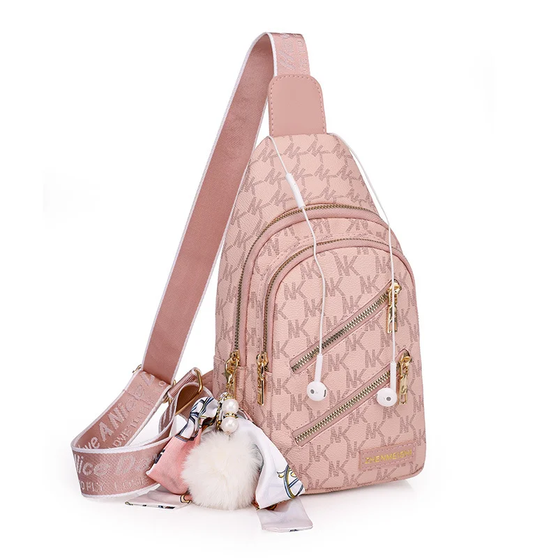 Mongw Lady's Soft Leather Shoulder Bag Fashion PU Leather Satchel Large-Capacity Outdoor Shopping Bag Lightweight Leisure Chest Bag