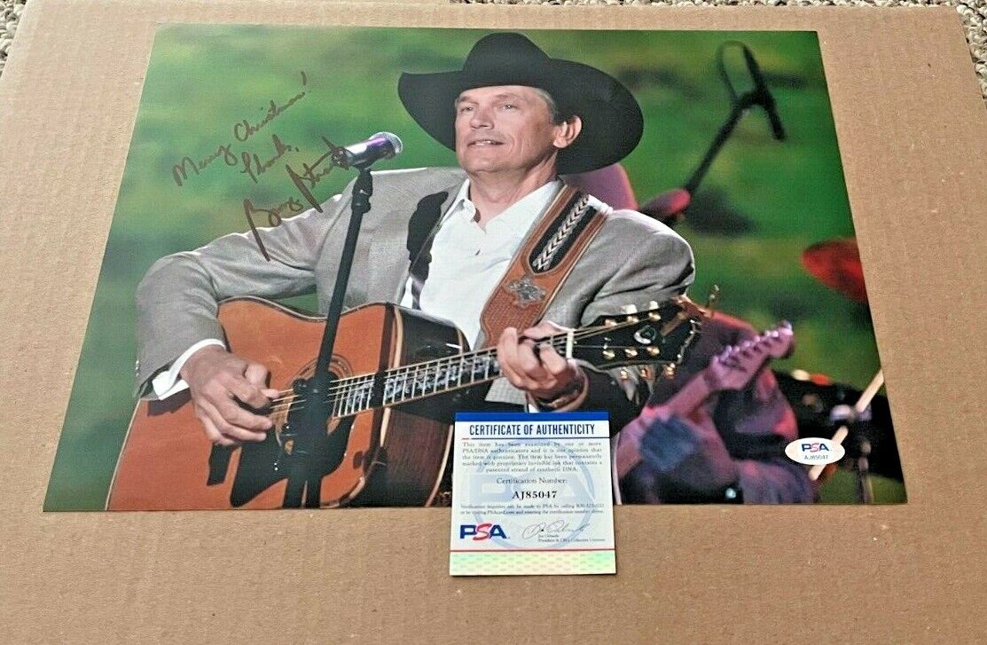 GEORGE STRAIT SIGNED 11X14 Photo Poster painting W/MERRY CHRISTMAS PSA/DNA CERTIFIED #2