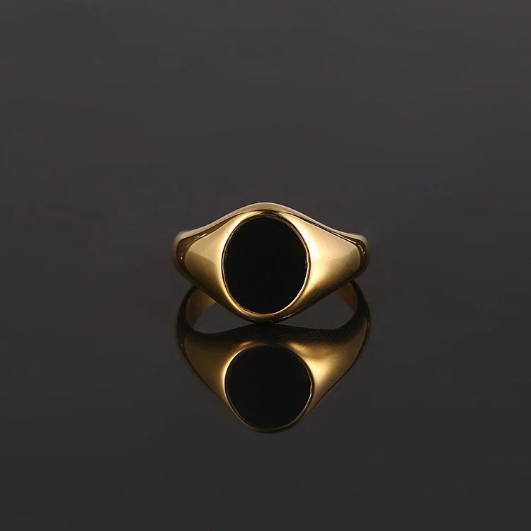 Oval Obsidian Simple Men's Ring