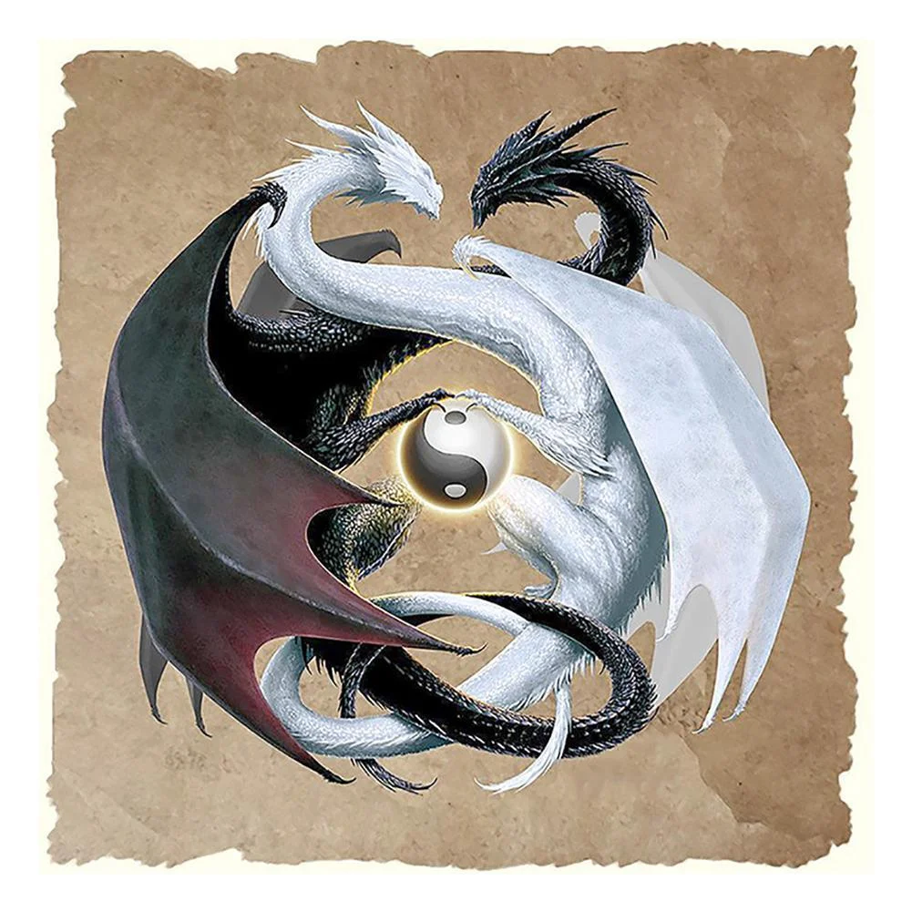 Full Round Diamond Painting - Black White Dragon(30*30cm)