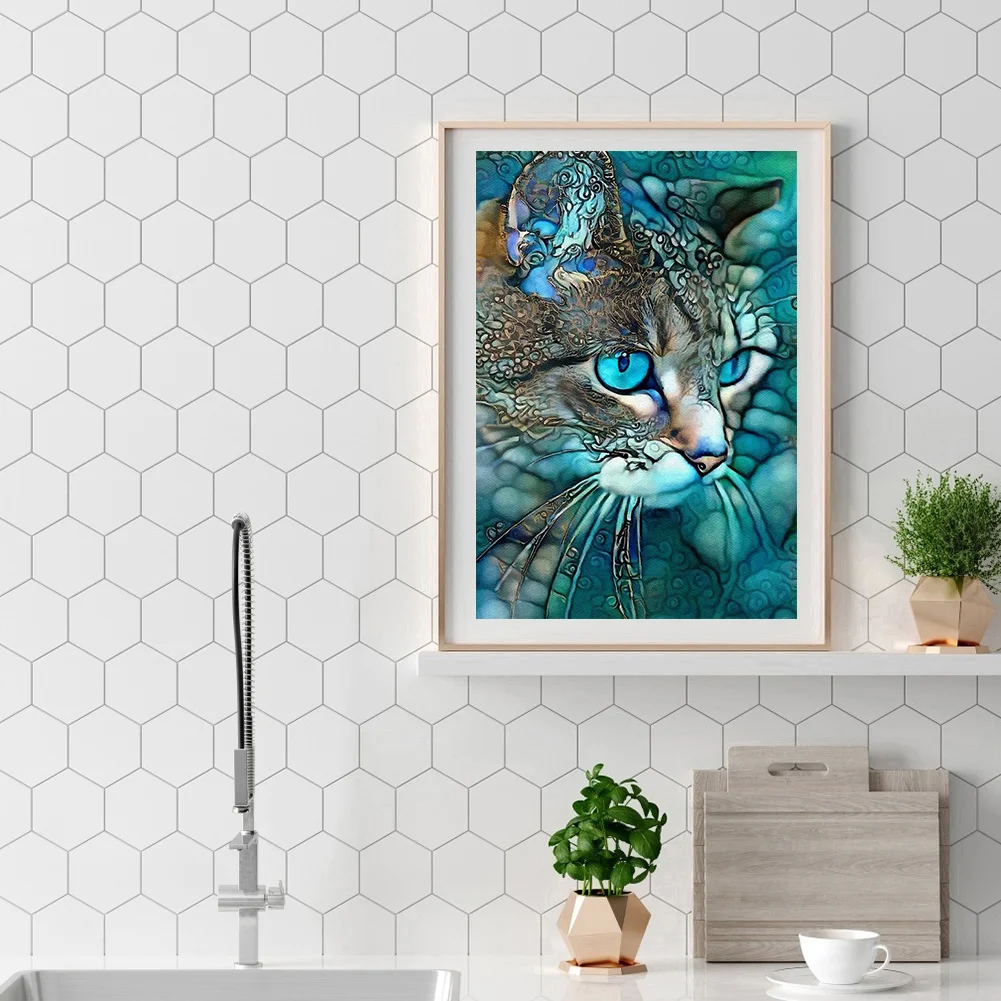 11CT Full Stamped Cross Stitch - Cat(Canvas|36*50CM)