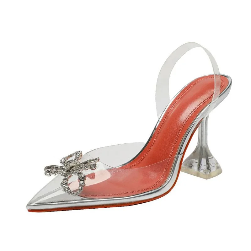 Runway style Crystal Bowknot Women sandals High quality Clear Cup heeled Summer Shoes High heels Wedding Bride Shoes Sandals