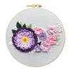 (Multi-Style) Flower-DIY Embroidery Kit with Pattern Cotton Threads Needles Hoop 30*30cm/11.81*11.81in