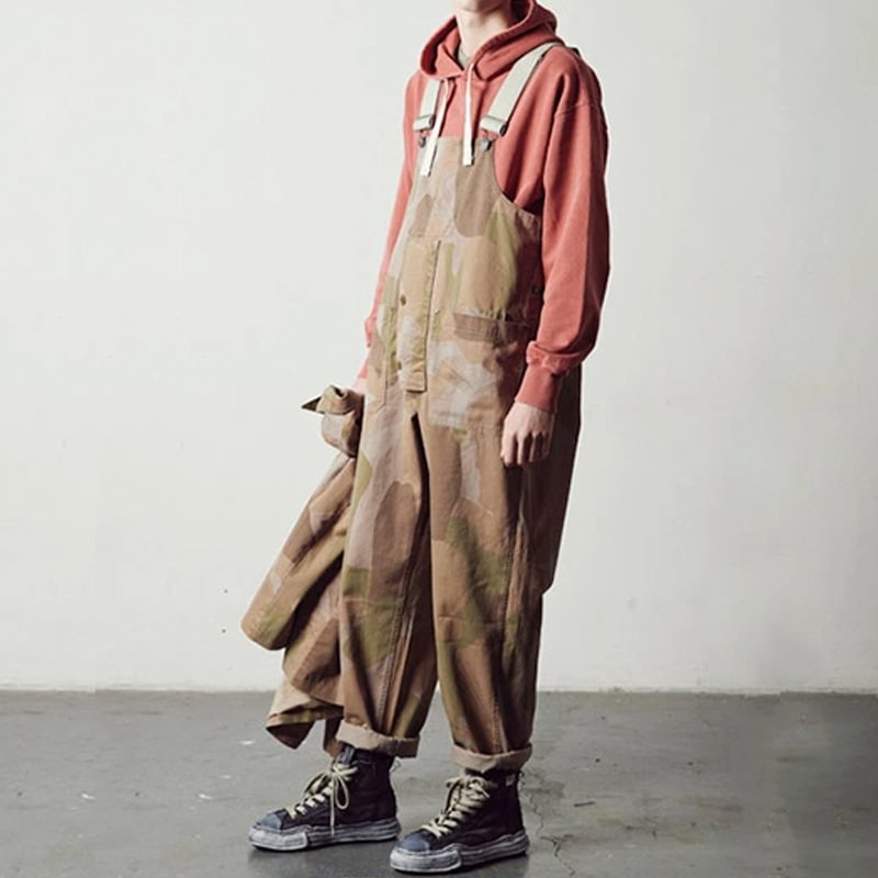 10 Oz Camouflage-pattern Cotton-twill Navy Cargo Overalls