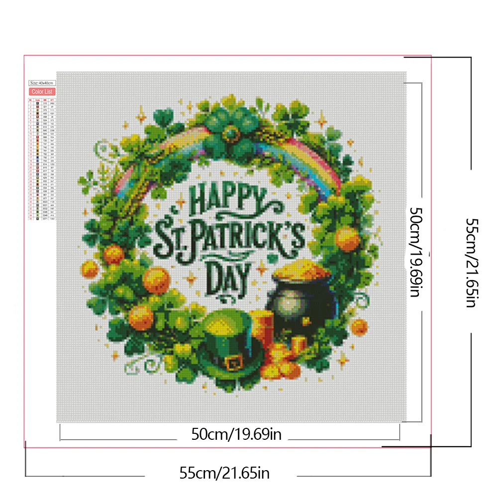 Diamond Painting - Full Square Drill - St. Patrick s Day Wreath(Canvas|45*45cm)