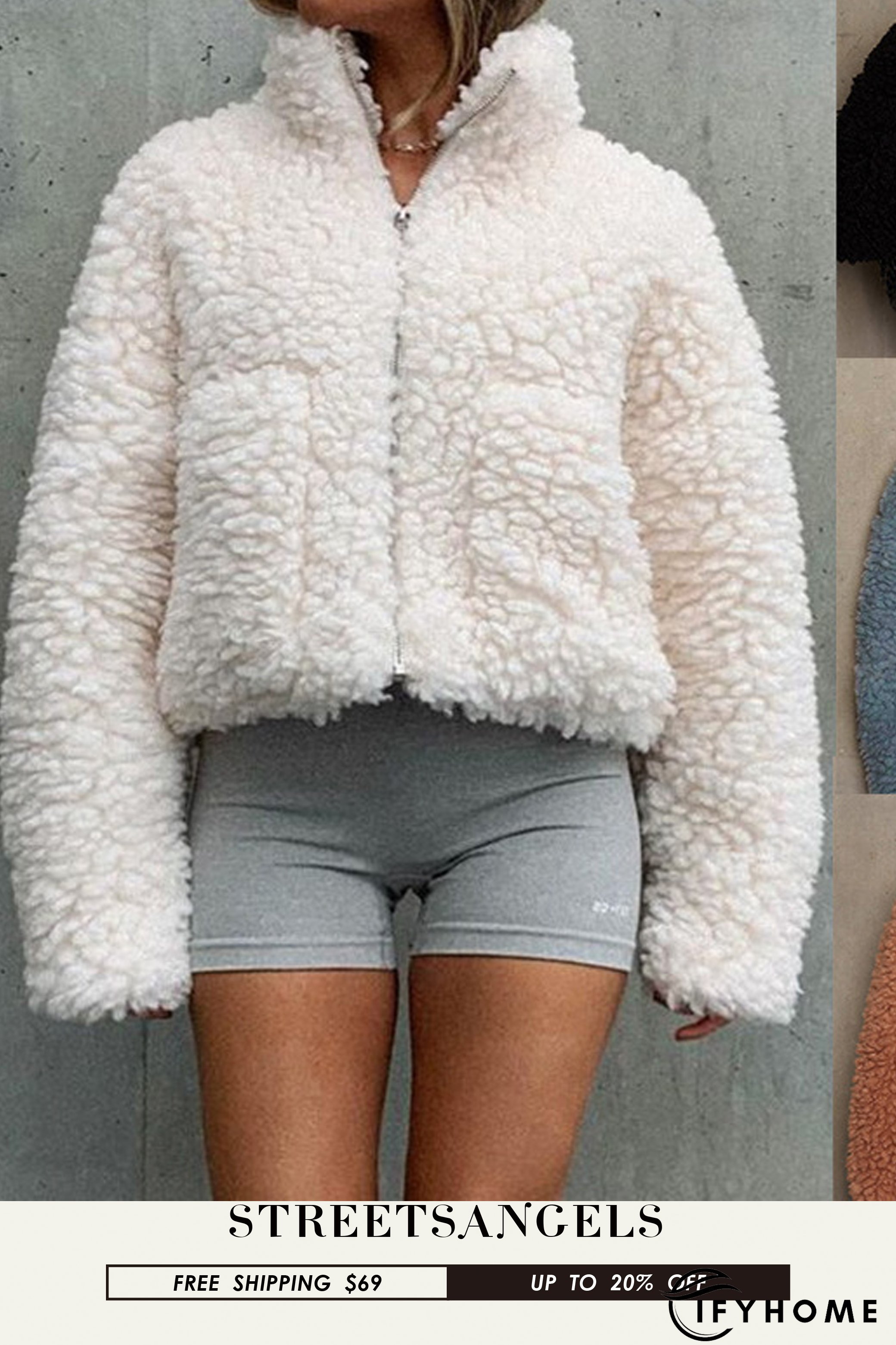 Women's Zip Turtleneck Cashmere Fashion Long Sleeve Lamb Wool Coats | IFYHOME