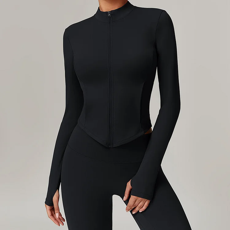 PASUXI Women Sports Jacket Slim Fit Fitness Jacket Lightweight Zipper Yoga Jacket Short Sports Slim Fit Top With Pockets Breathable Running Jacket huanwei
