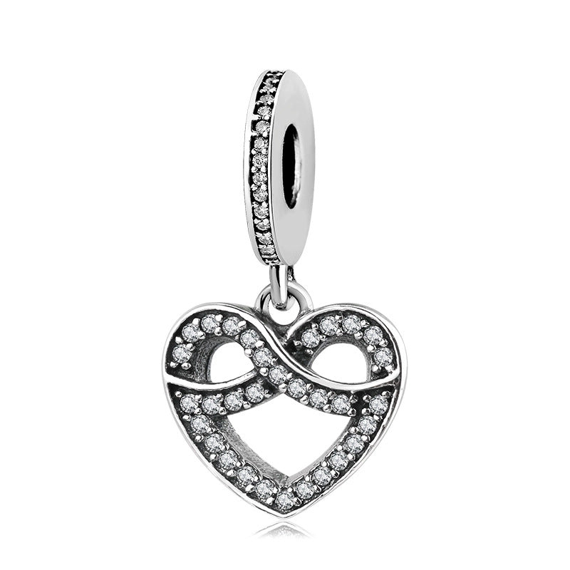 1 Piece 925 Sterling Silver Zircon Infinity Heart Shape Jewelry Accessories
