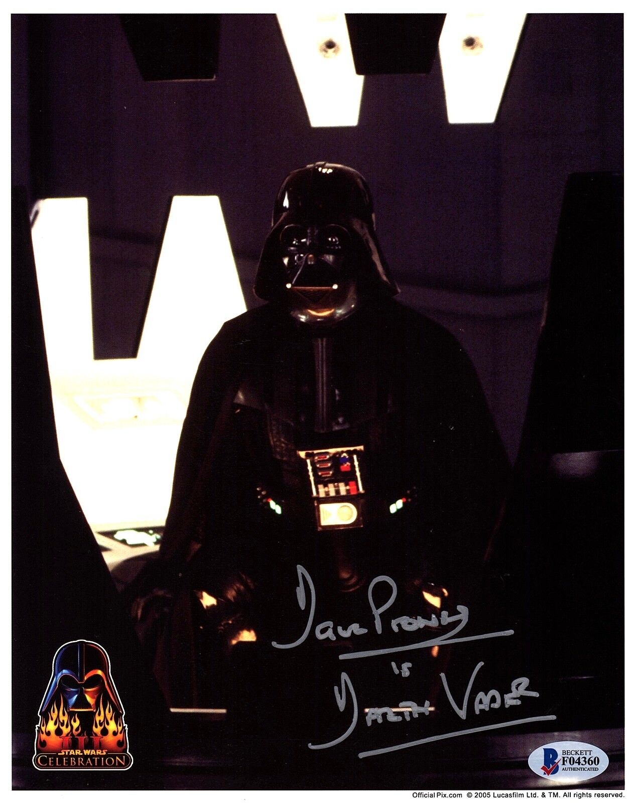 DAVE PROWSE Signed Darth Vader STAR WARS 8x10 Official Pix Photo Poster painting BECKETT #F04360