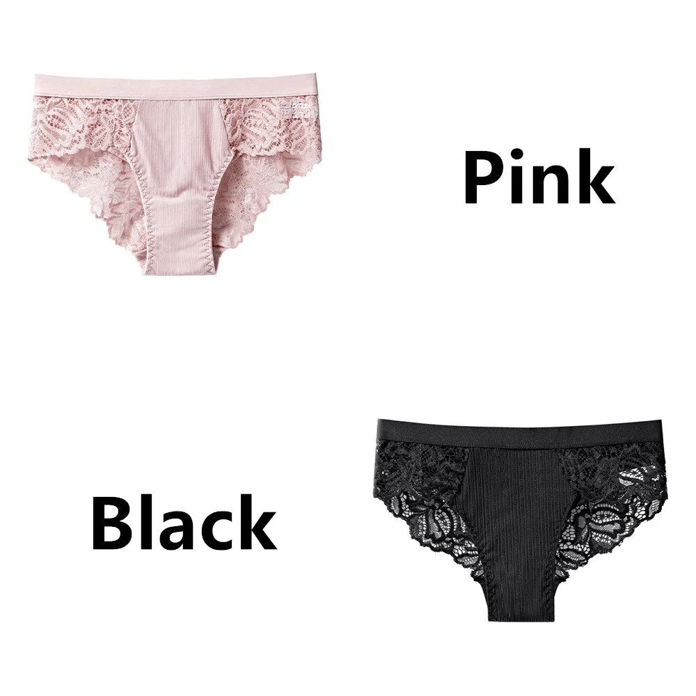 2Pcs/Lot Women's Invisible Underwear Panties Intimate Briefs For Women Sexy Transparent Floral Lace Panties Seamless Panty New