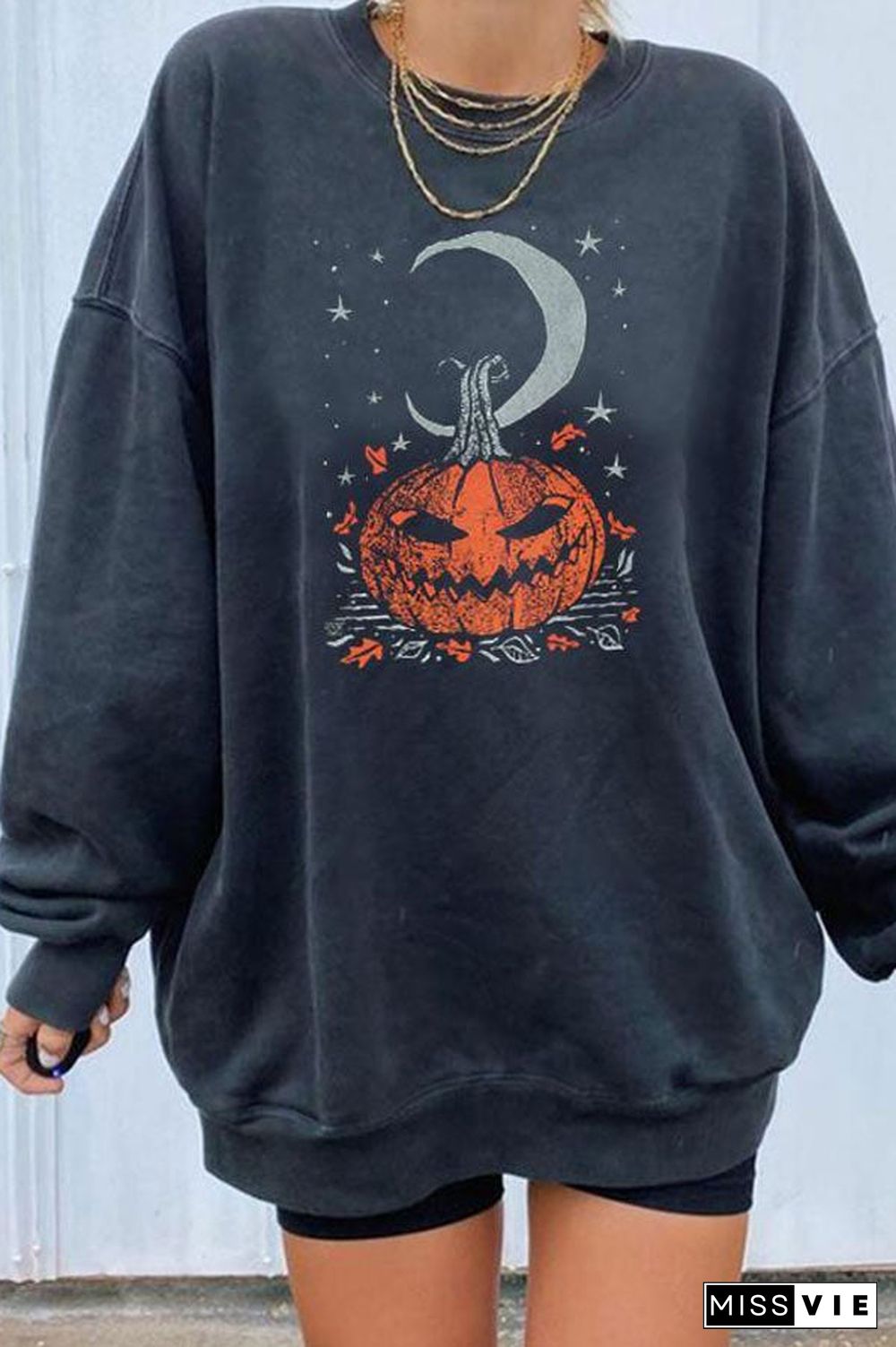 Casual Halloween Printed Pullover