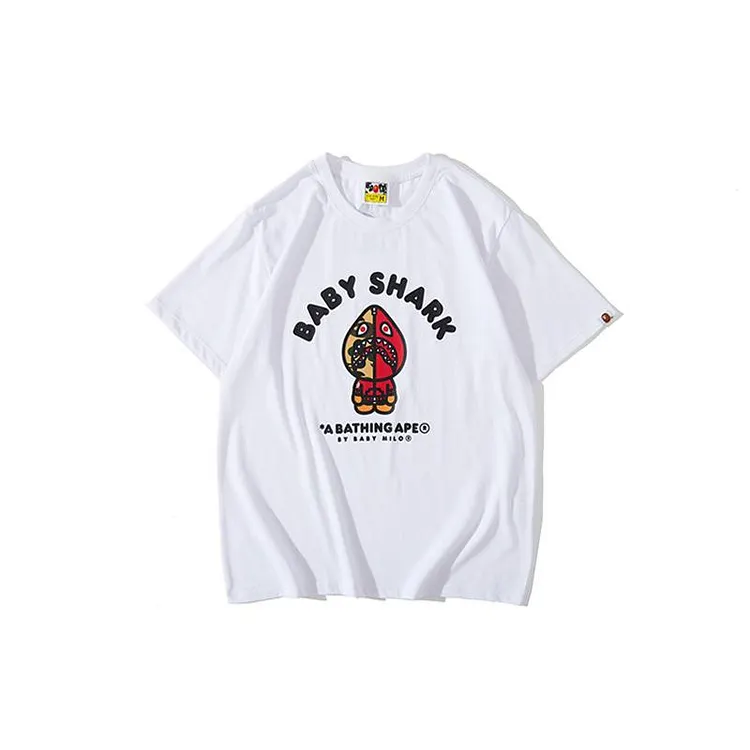 Shark Print T Shirt Spring/Summer Red Shark Pattern T-shirt Short Sleeve