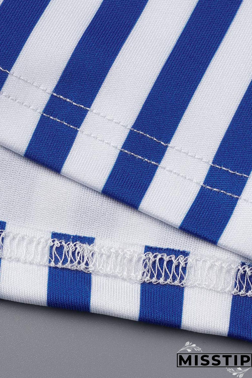 Blue Fashion Casual Striped Print Patchwork Regular High Waist Trousers