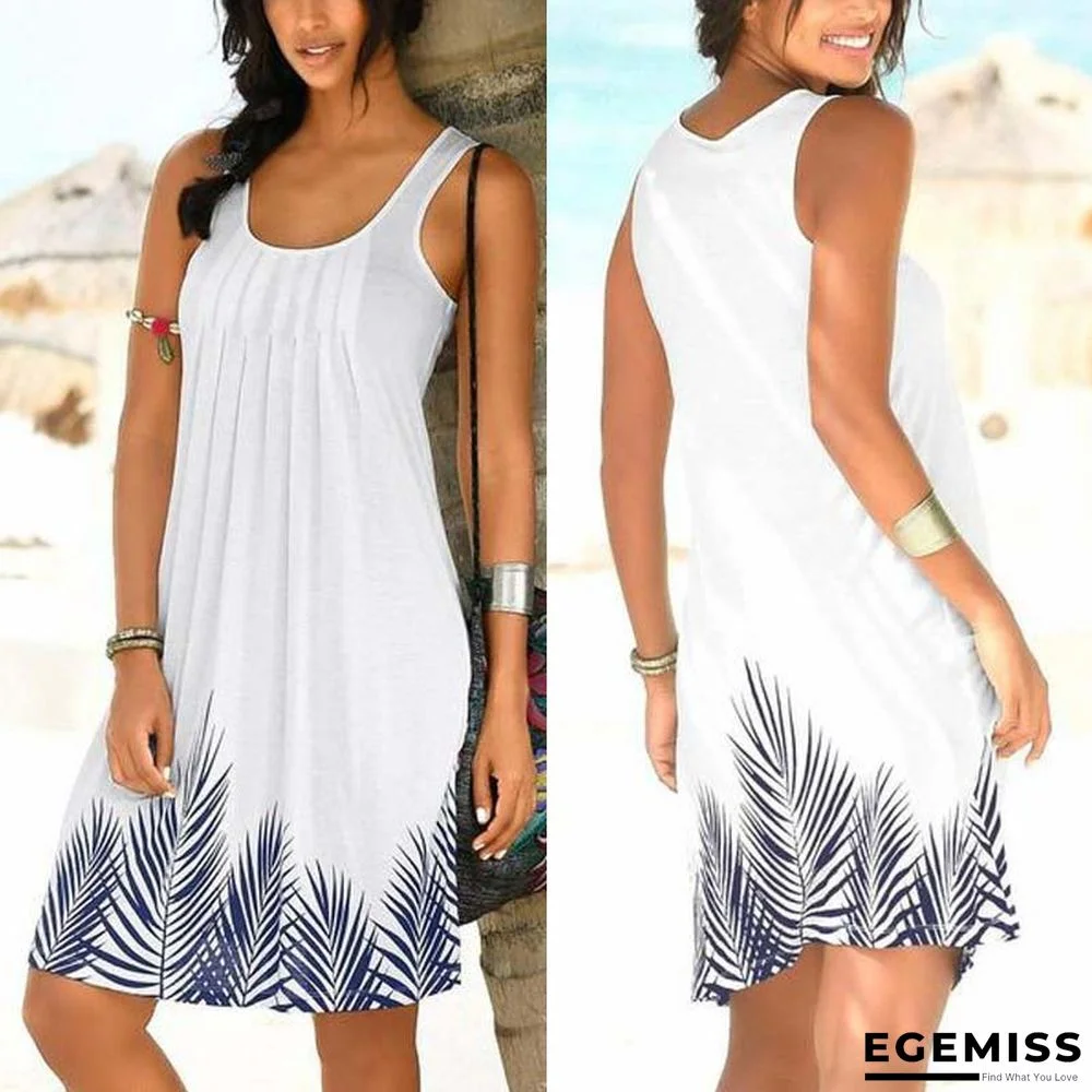 Sleeveless Round Neck Positioning Print Women's Dress | EGEMISS