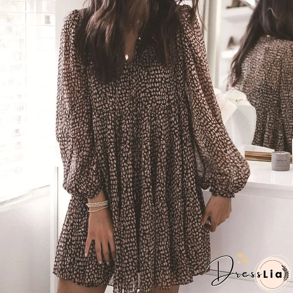 Fashion Sexy Snake Skin Print Long Sleeve Dress Black Dresses