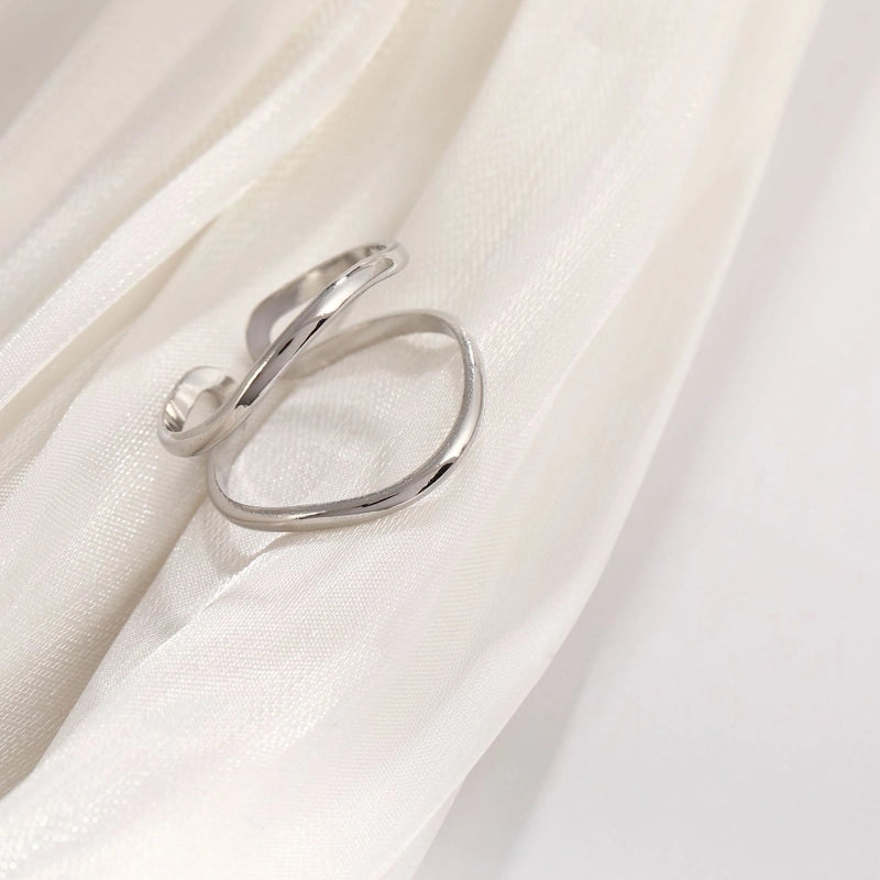 Basic Minimalist Classic Style Irregular Pentagram Lines 304 Stainless Steel Plating Open Rings