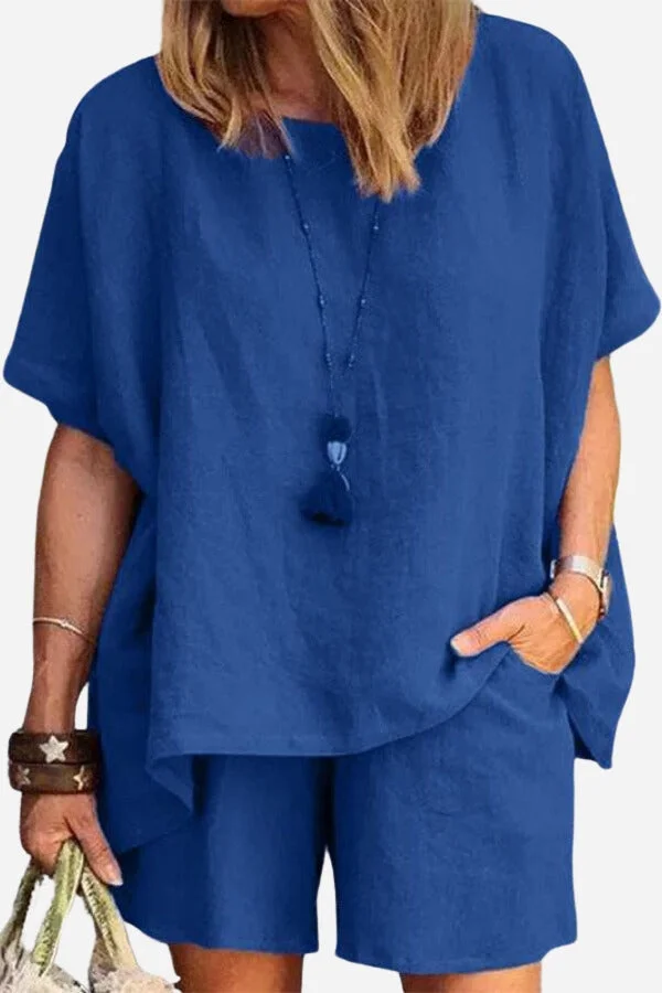 Comfy Linen-like Shirt & Shorts Two-Piece Set Radinnoo.com