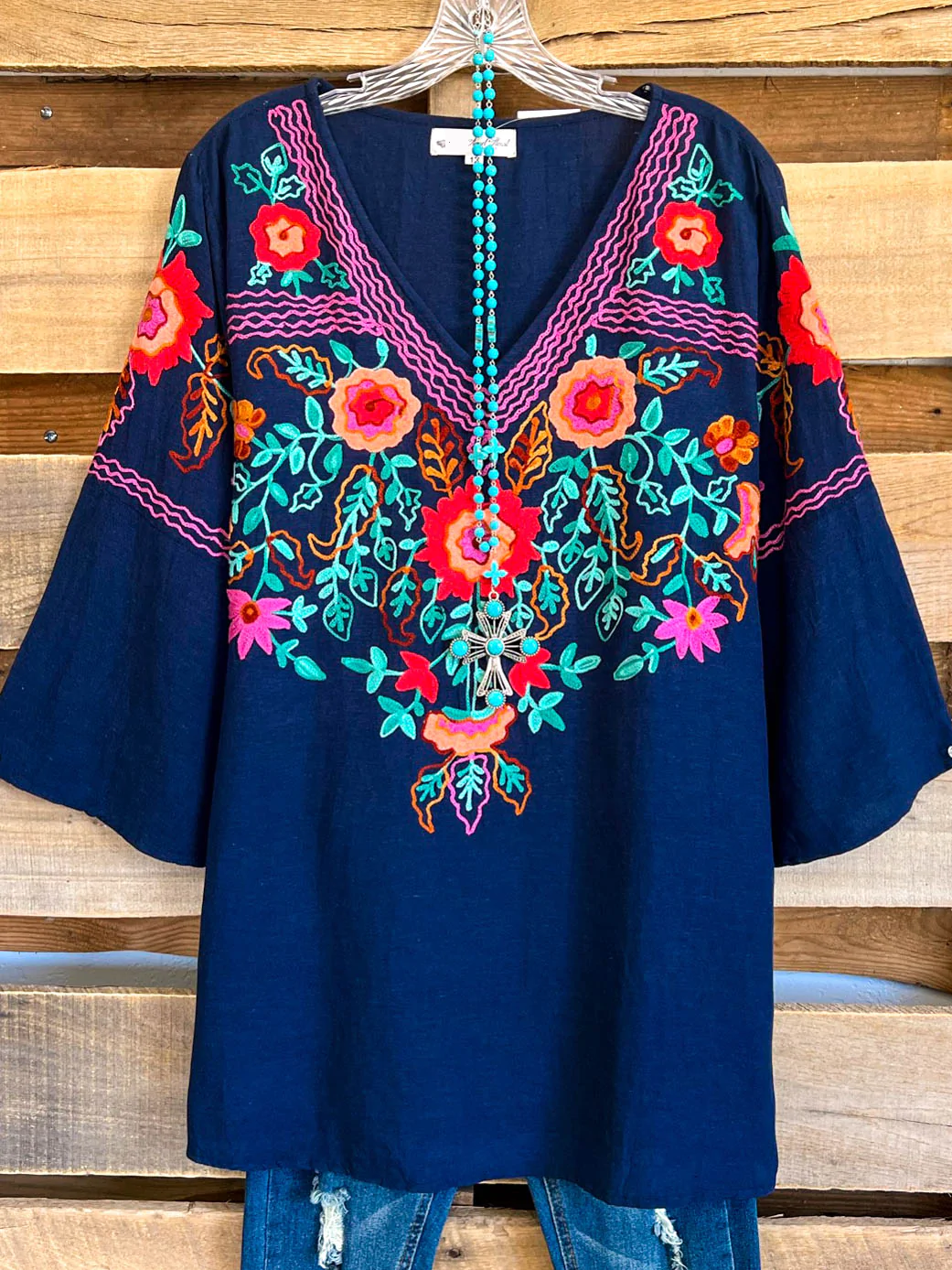 V Neck Casual Long Sleeve Loose Floral Blouse
