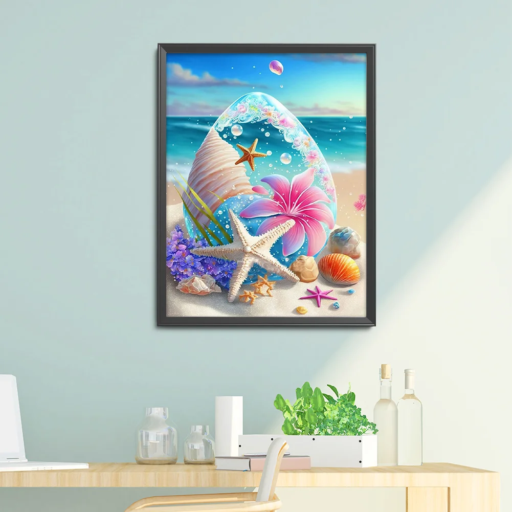 11CT Full Embroidery Stamped Cross Stitch - Beach Shell(Canvas|40x50cm)