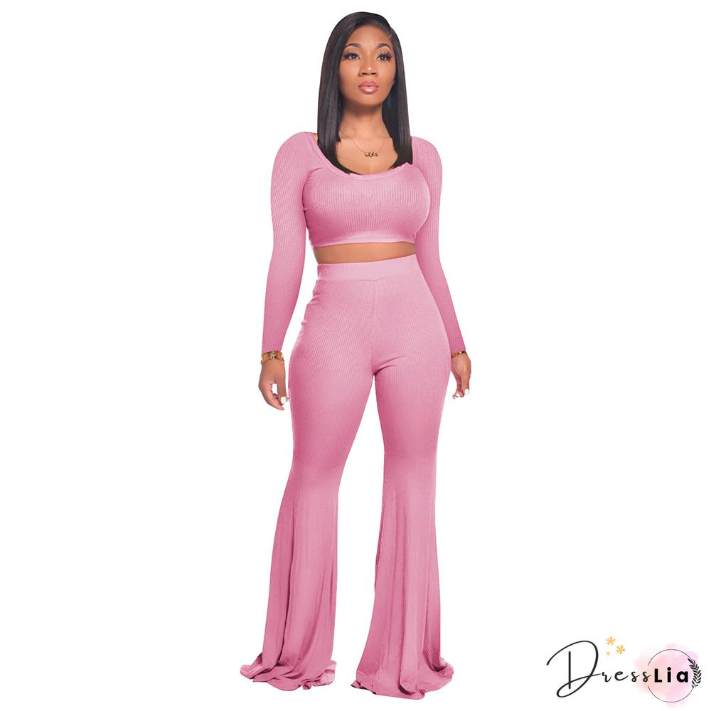 Turtleneck T-shirt Pleated Pants Two Piece Set