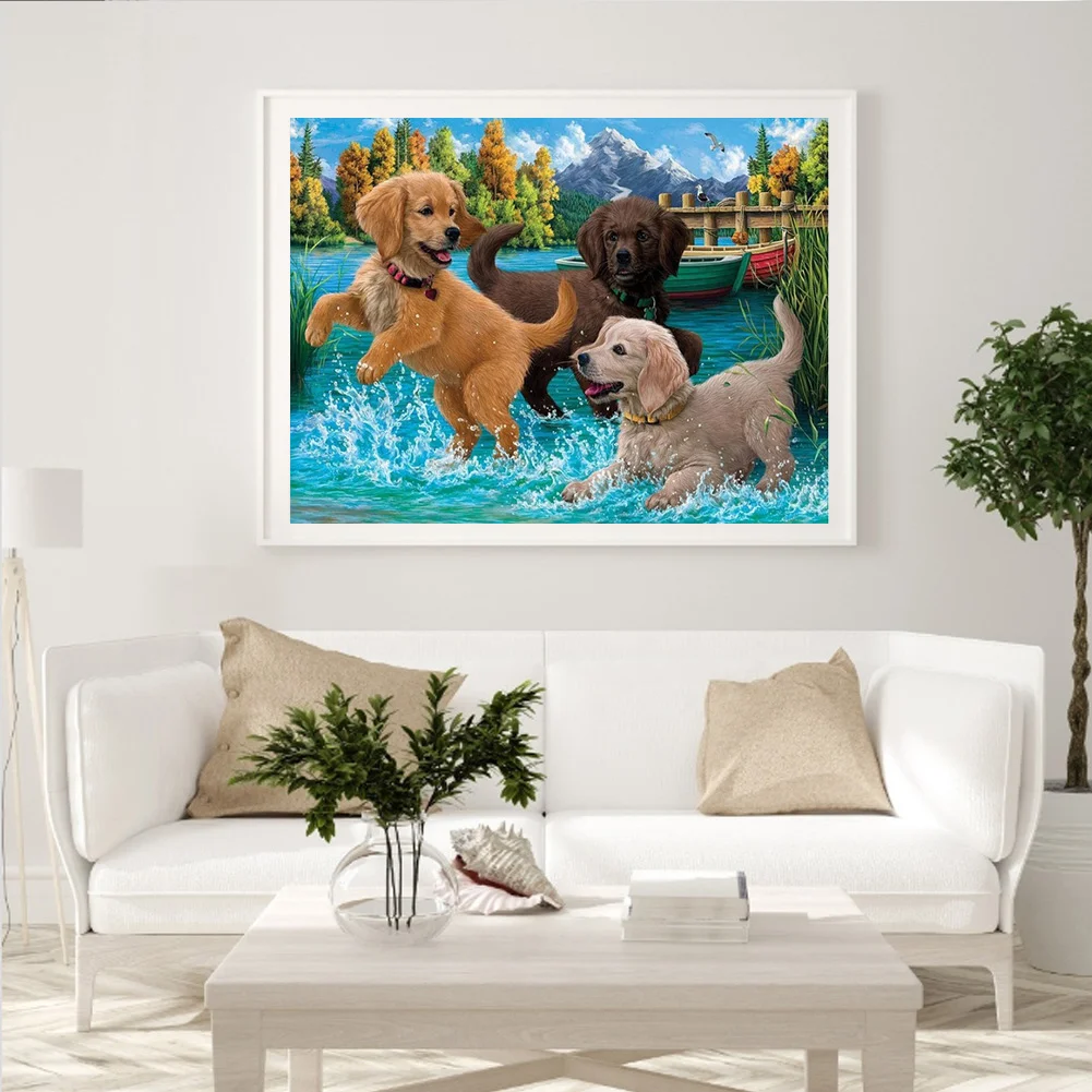 Diamond Painting - Full Round Drill - Puppy(40*30cm)