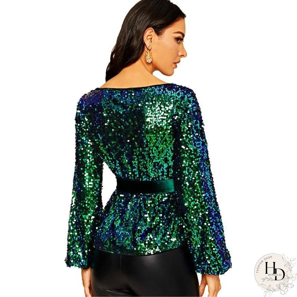 Slim Chic Women Sequins Top