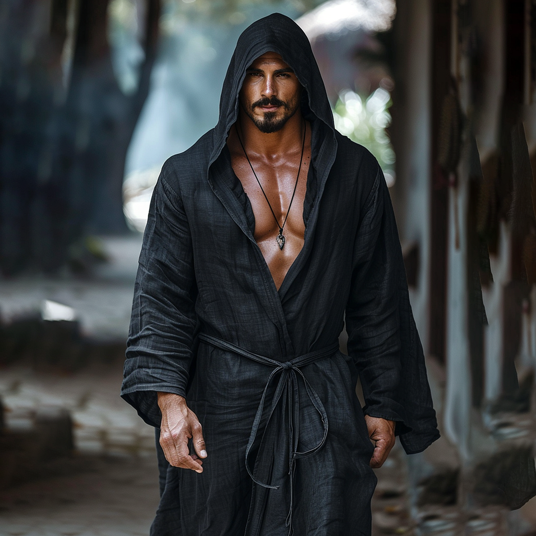 Viking Hooded Linen Robe-inspireuse