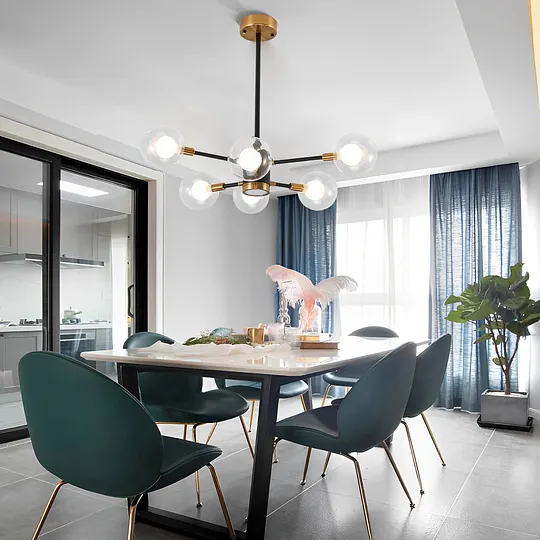Rael 13 - Light Sputnik Modern Linear Glass Bubble Dining Chandelier Joss & Main Finish: BLACK/SMOKY - View #2