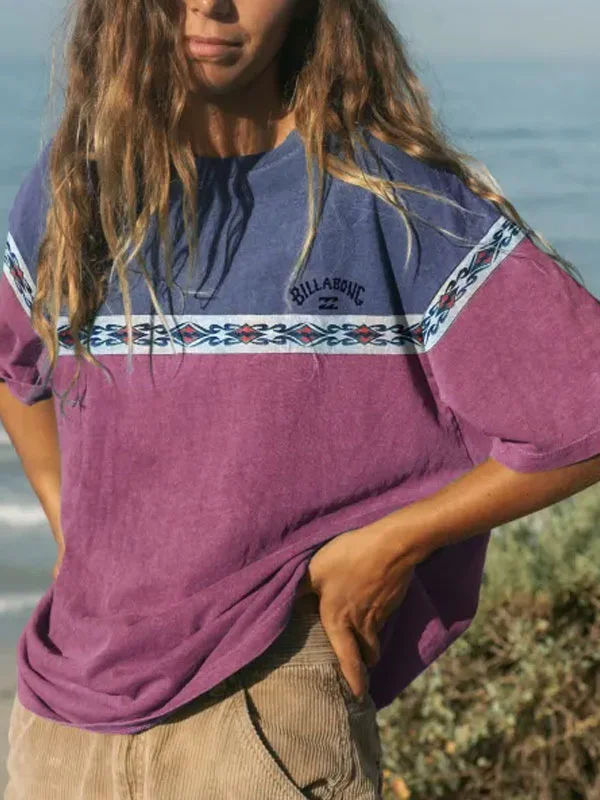 Casual Vintage Print Surf T-Shirt