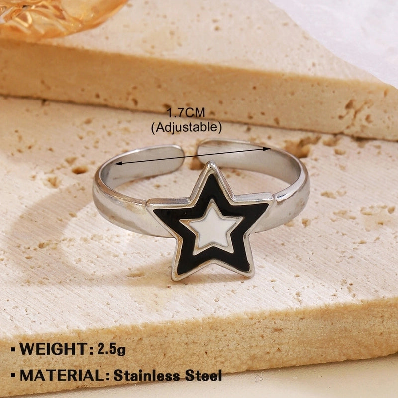 Ethnic Style Geometric Star Heart Shape 304 Stainless Steel Plating Stainless Steel Rings
