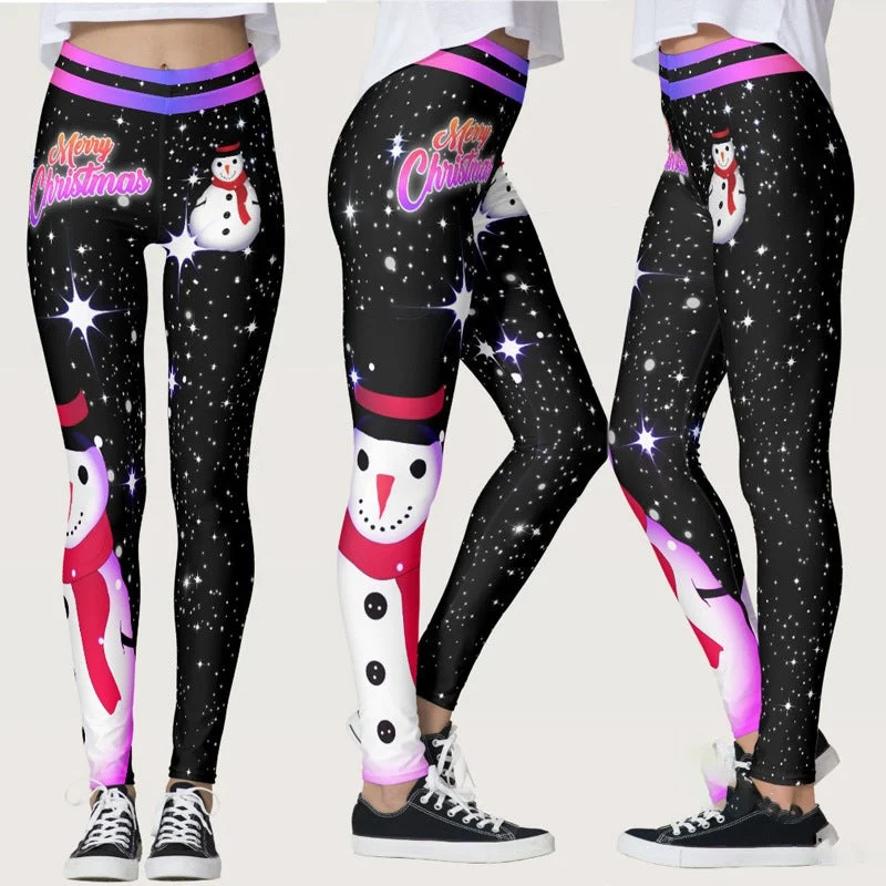 Women Christmas Print Leggings Yoga Pants