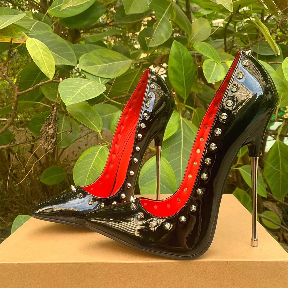 VCshoes Women Silver Rivet Unisex Pumps 16cm Extreme High Heels Silver Stilettos Fetish Pole Dance Wild Party Shoes Colour Customize