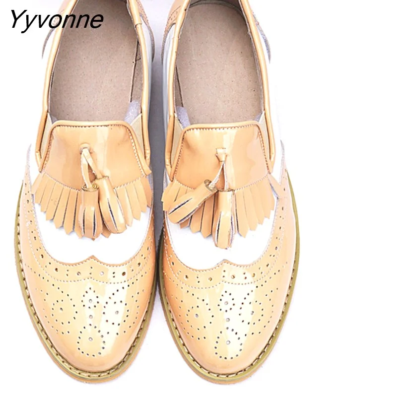 Yyvonne Women oxford Spring shoes genuine leather loafers for woman sneakers female oxfords ladies tassel single shoes 2023 summer shoes
