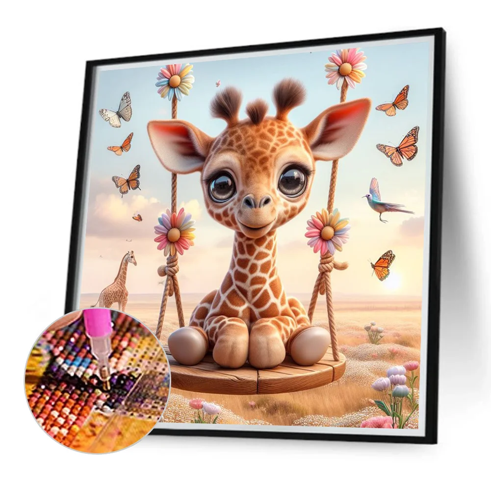 Diamond Painting - Full Round Drill - Swing Giraffe(Canvas|40*40cm)
