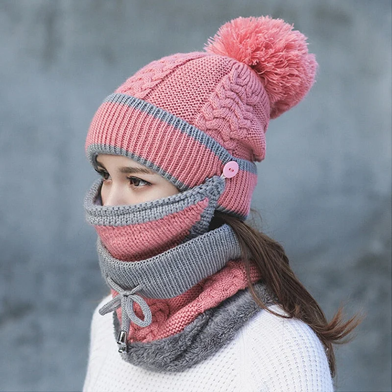 3pcs Women And Kids Winter Scarf Set - vzzhome