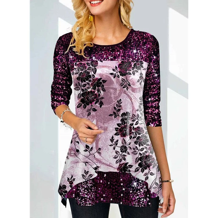 Brownm Top Printing Fashion Print Round Neck T-shirt