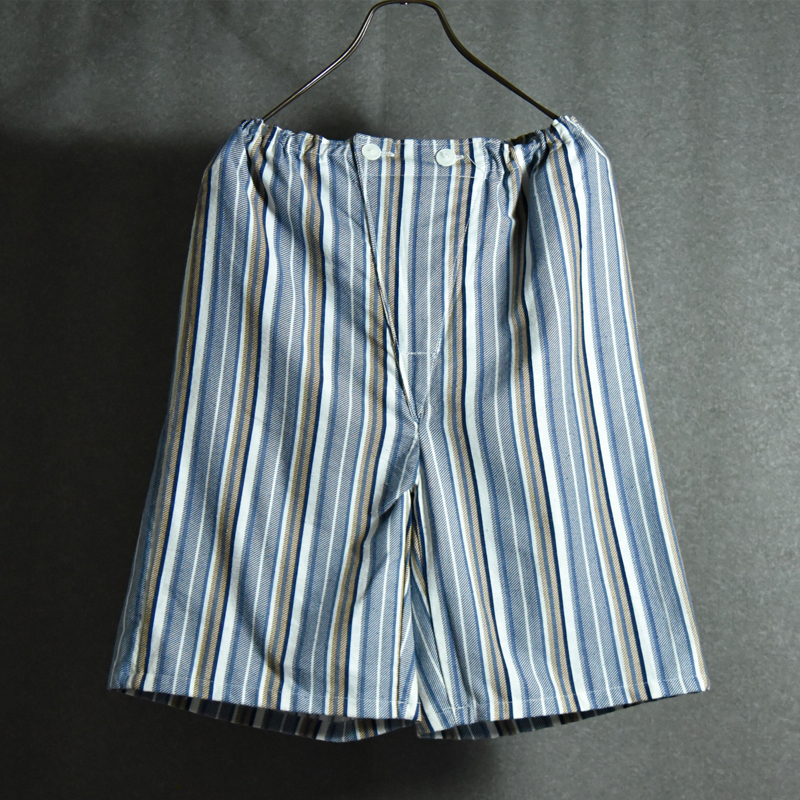 Men's Multi-Striped Pleated Elastic Shorts